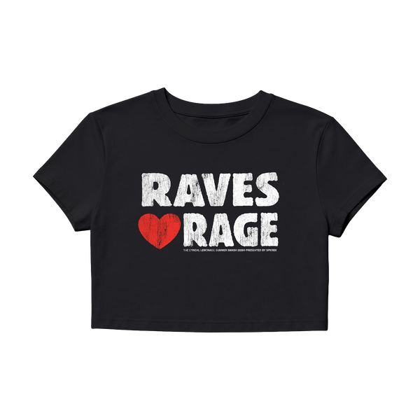 RAVES LOVE RAGE Baby Tee (Black)