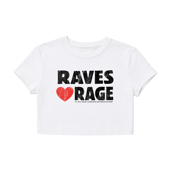 RAVES LOVE RAGE Baby Tee (White)