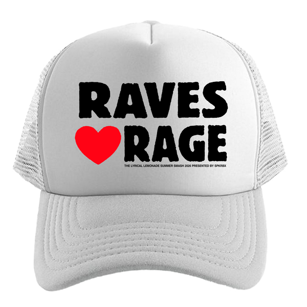 RAVES LOVE RAGE Trucker Cap (White)